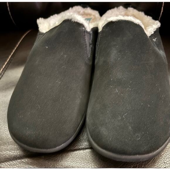 NIB Men\'s Dundee Suede Slipper, Size 8D, Black Sherpa Plush Revitalign main image 8